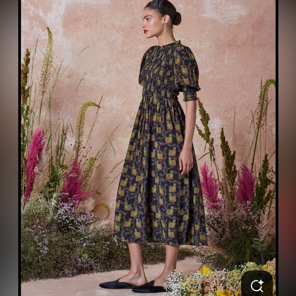 Muzungu Sisters Julia Midi Dress in Wild Cat Black - Picture 2 of 11
